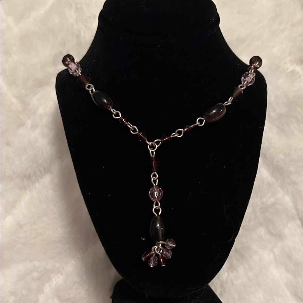Chic Amethyst Beaded Necklace 16”
